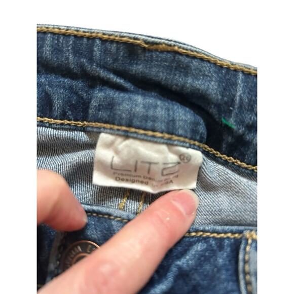 Litz Blue‎ Denim Distressed Frayed Hem Jeans Size 26 Low Rise Womens ripped - Picture 4 of 10